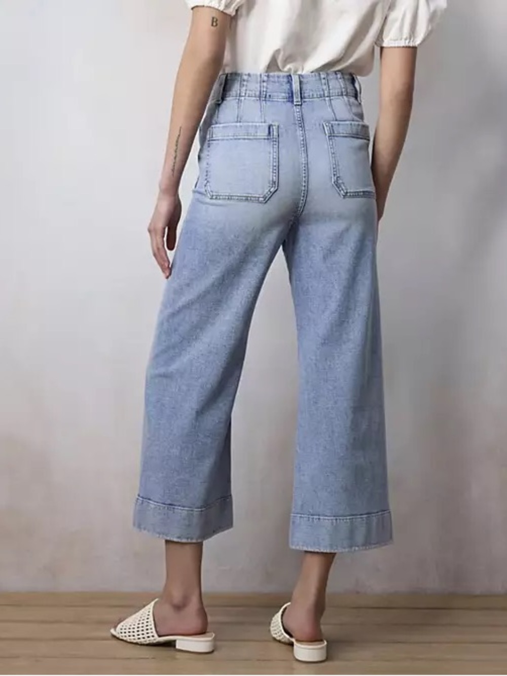 LC Lauren Conrad Wildflower High-Rise Wide Crop Jeans in Sage - Picture 2 of 6